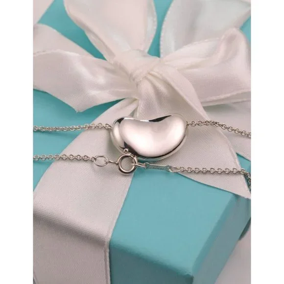Tiffany & Co. Elsa Peretti Bean Design Pendant Necklace 18mm in Silver 16" Chain - Picture 7 of 9